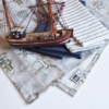 Kép 1/3 - Világjáró tengerész textilzsebkendő - zerowaste kiegészítő nyaraláshoz vasmacska, horgony mintával