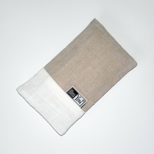Textil zsebkendőtartó, bézs - fehér színben