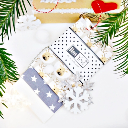 Karácsonyi ajándék - AKCIÓS textil szalvéta vagy zsebkendő, szarvasos és csillagos