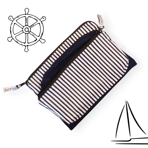Balaton újratasak + vízálló bag, tengerész csíkos / kék