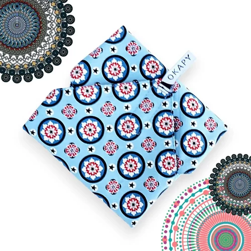 Újraszalvéta, szendvics csomagoló - mandala / kék, 28 cm nagy méret